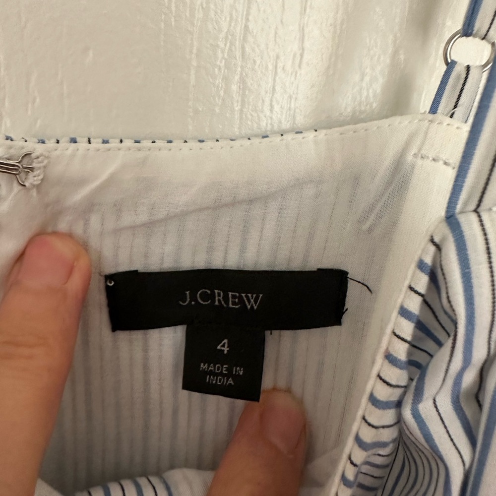 J. CREW Striped Linen Button Front Maxi Dress Coastal Preppy Blue White - Picture 6 of 6